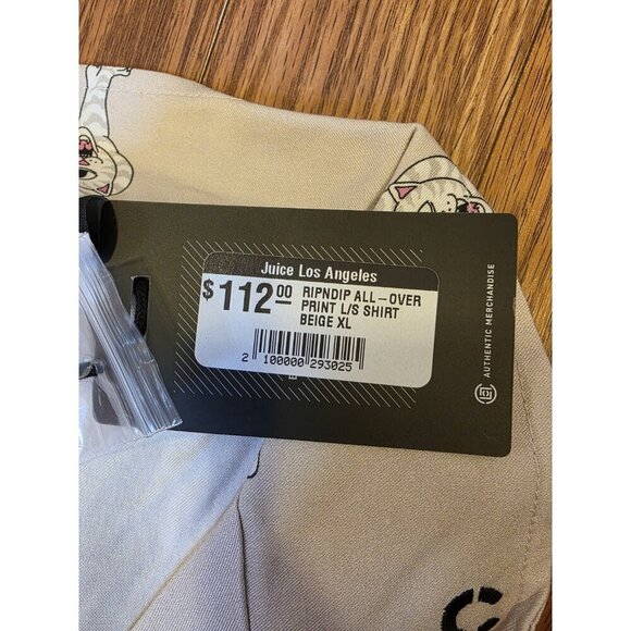 RIPNDIP X Clottee By Clot Dress Shirt Mens Sz XL Long Sleeve Button Up Beige NWT - Picture 16 of 16